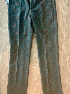 Murano Teal Brocade Pattern Dress slim Pants